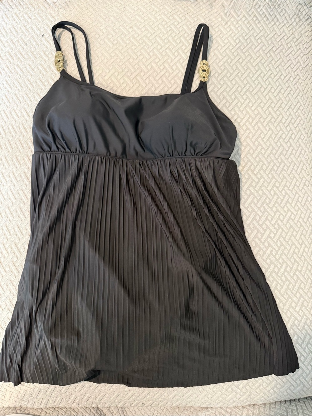 Studio Works Black One-Piece Swimsuit with Gold Accent